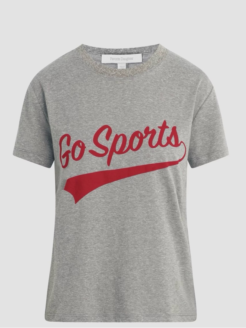 Favorite Daughter Grey Tee with Red "Go Sports" Script